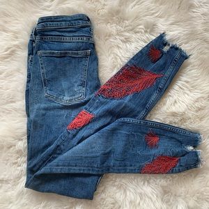 Zara Jeans with floral stitching